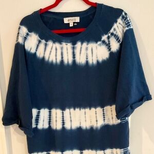 ETICA Cotton Tie Dye Sleeve Dress  Blue and White Oversized